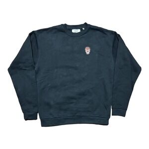SUSPICIOUS Antwerp Skull Patch Sweatshirt Crewneck Black Mens Small